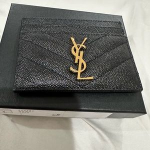 Saint Laurent Monogram Quilted Leather Credit Card Case